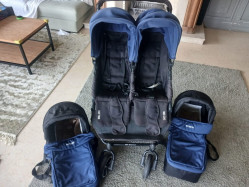 Image principale de Poussette double Baby Monsters Easy Twin – bon état + 2 nacelles
